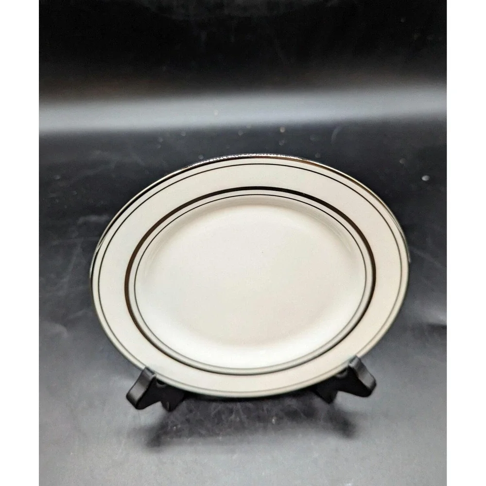 Set Of 4 Lenox Kate Spade Library Lane Platinum Bread Butter  Plate 6.25